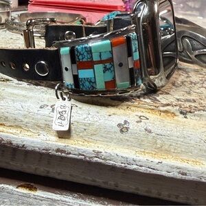 APPLE WATCHBAND/Vintage/Zuni/SS/turquoise,onyx,mop,coral